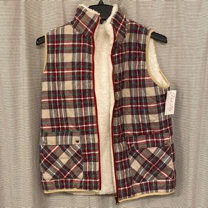Pink Lily flannel print fleece vest